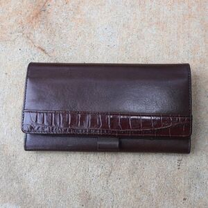 Mundi Genuine Leather Brown Organizer Wallet Clutch | RFID Slots Zip Coin